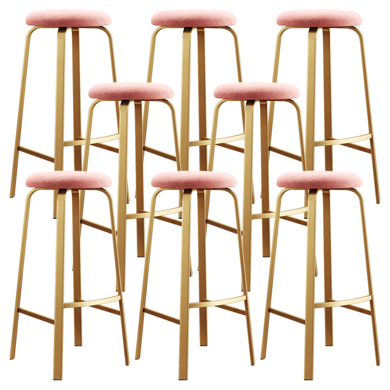 Nordic Armless Backless Counter Stool Iron Cafe Bar Stool with Cushion and Pedal