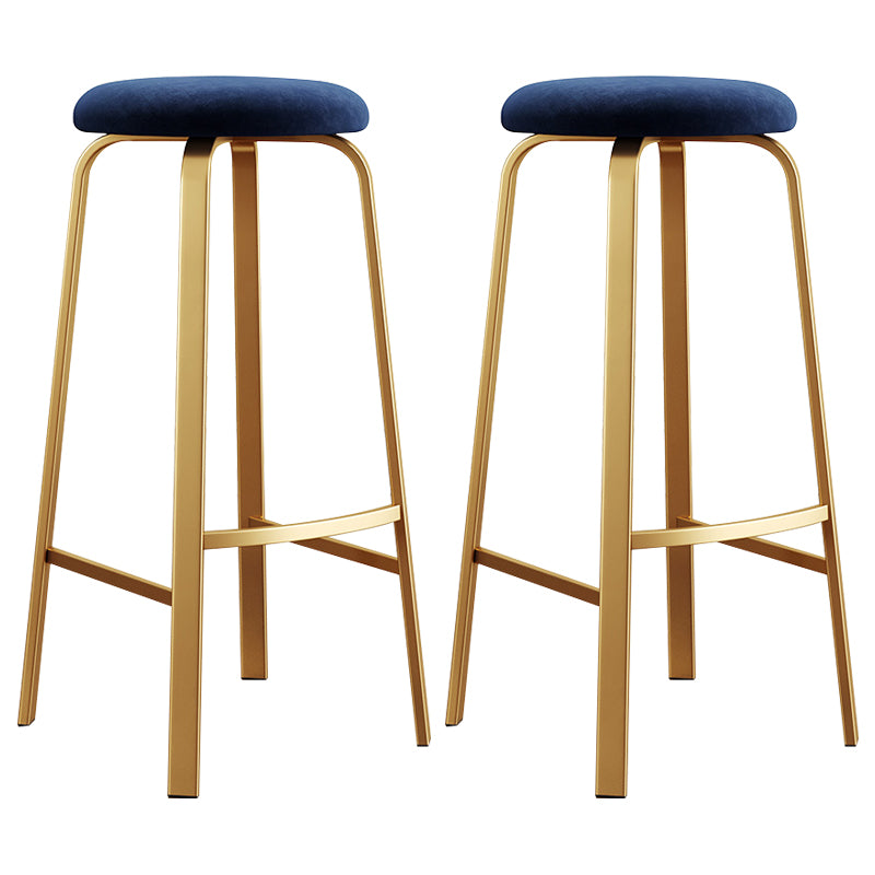 Nordic Armless Backless Counter Stool Iron Cafe Bar Stool with Cushion and Pedal