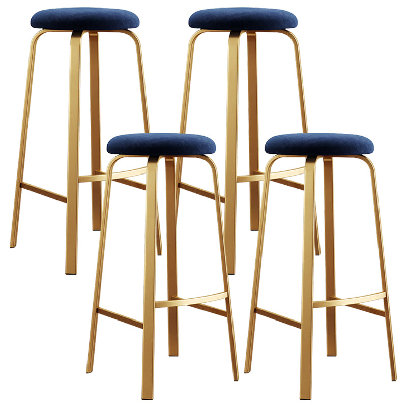 Nordic Armless Backless Counter Stool Iron Cafe Bar Stool with Cushion and Pedal