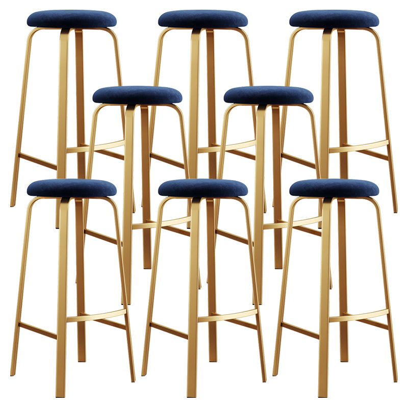 Nordic Armless Backless Counter Stool Iron Cafe Bar Stool with Cushion and Pedal