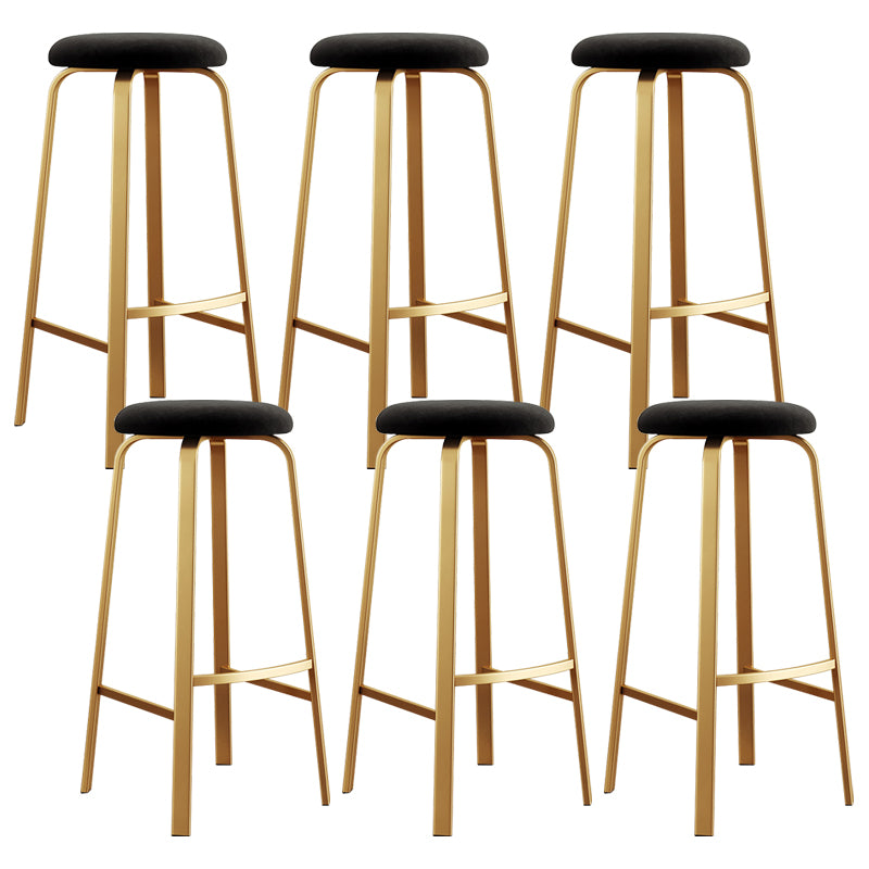 Nordic Armless Backless Counter Stool Iron Cafe Bar Stool with Cushion and Pedal