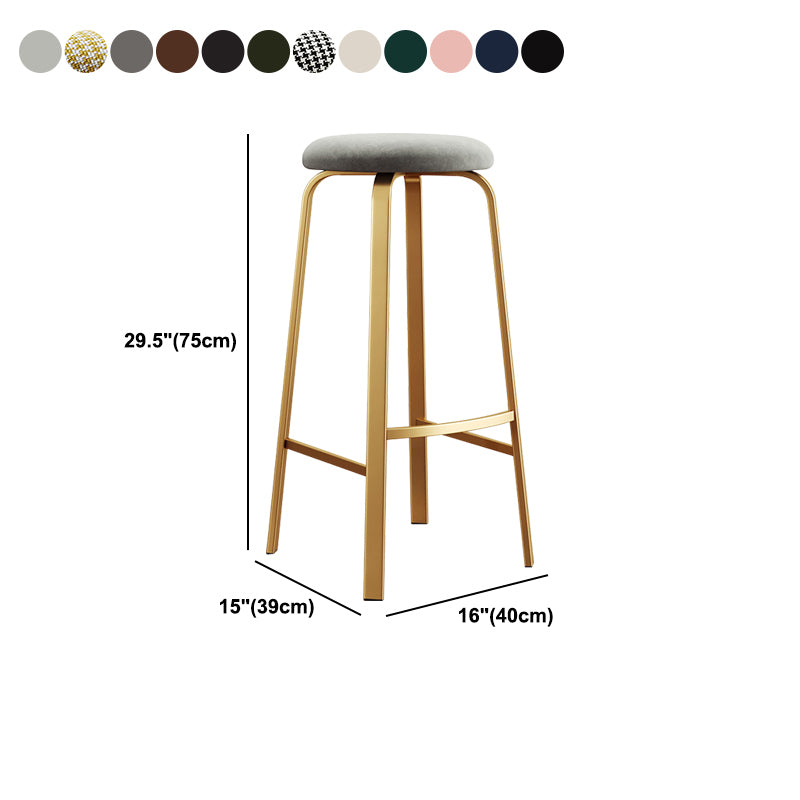 Nordic Armless Backless Counter Stool Iron Cafe Bar Stool with Cushion and Pedal