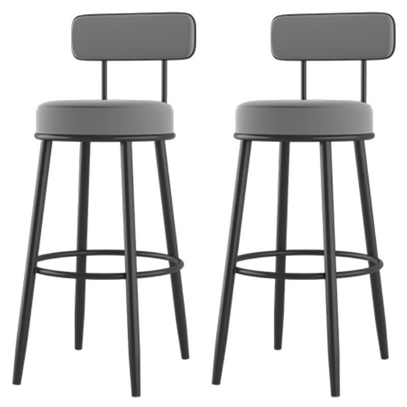 Modern Armless Backrest Counter Stool Iron Dessert Shop Bar Stool with Cushion and Pedal