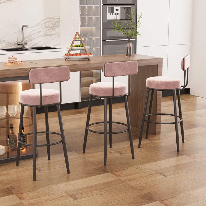 Modern Armless Backrest Counter Stool Iron Dessert Shop Bar Stool with Cushion and Pedal