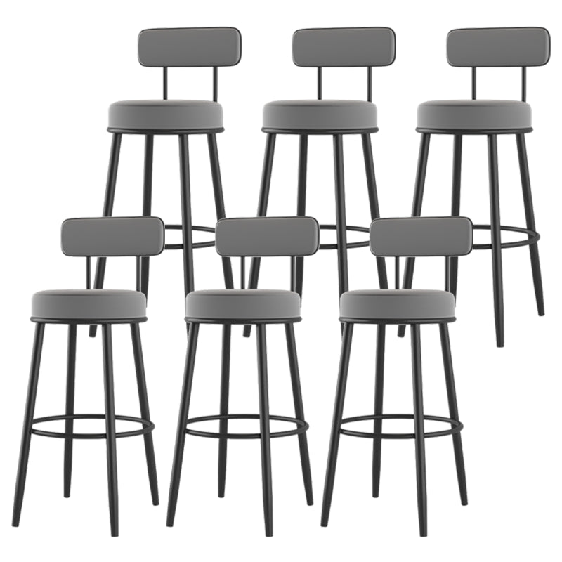 Modern Armless Backrest Counter Stool Iron Dessert Shop Bar Stool with Cushion and Pedal