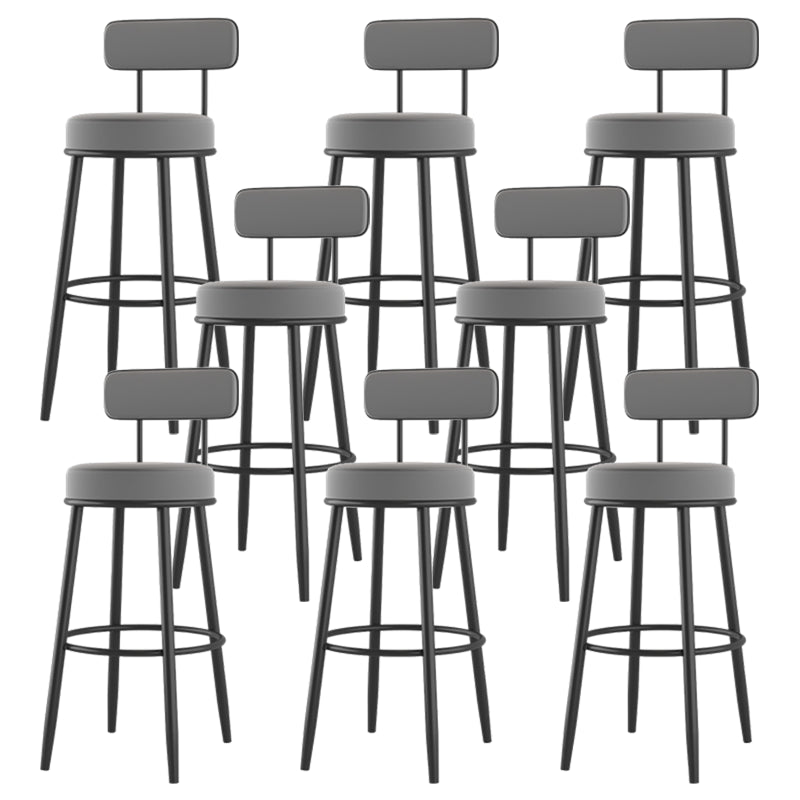 Modern Armless Backrest Counter Stool Iron Dessert Shop Bar Stool with Cushion and Pedal