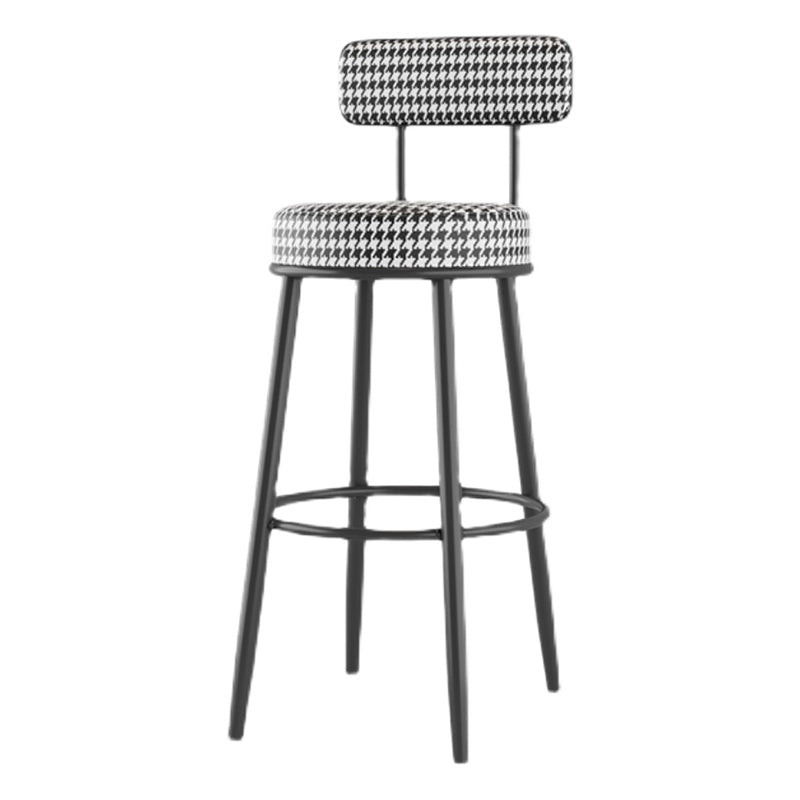 Modern Armless Backrest Counter Stool Iron Dessert Shop Bar Stool with Cushion and Pedal