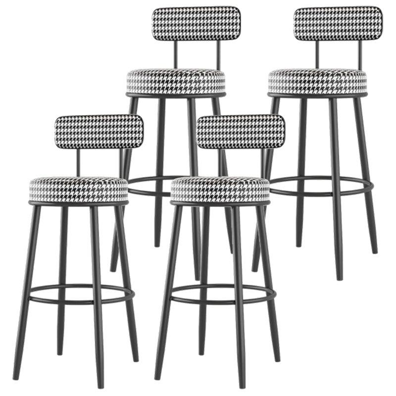 Modern Armless Backrest Counter Stool Iron Dessert Shop Bar Stool with Cushion and Pedal
