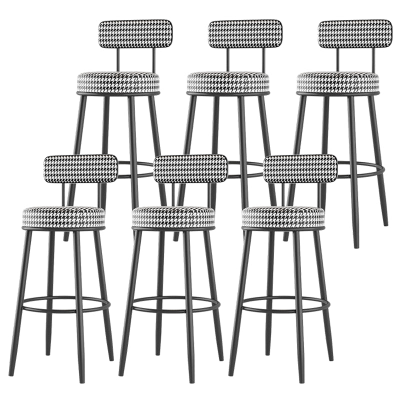 Modern Armless Backrest Counter Stool Iron Dessert Shop Bar Stool with Cushion and Pedal