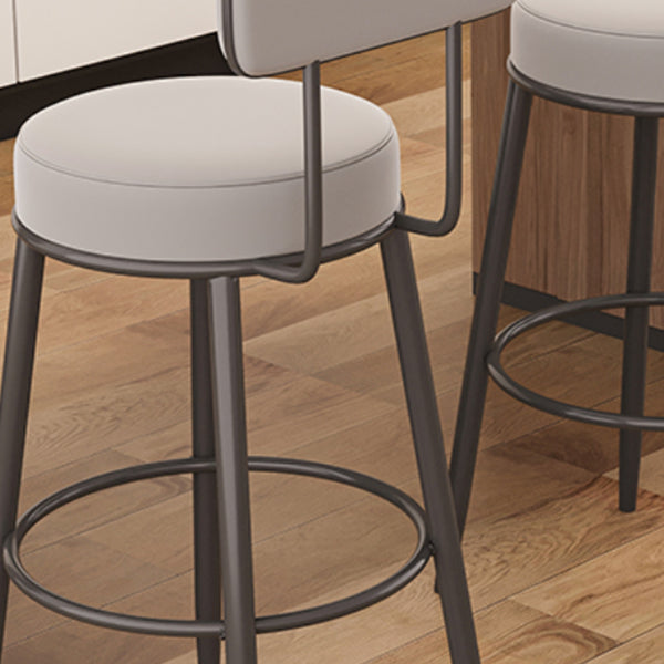 Modern Armless Backrest Counter Stool Iron Dessert Shop Bar Stool with Cushion and Pedal