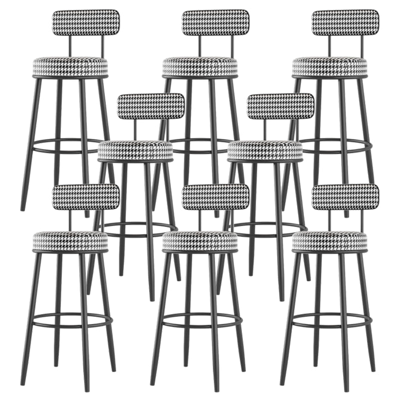 Modern Armless Backrest Counter Stool Iron Dessert Shop Bar Stool with Cushion and Pedal