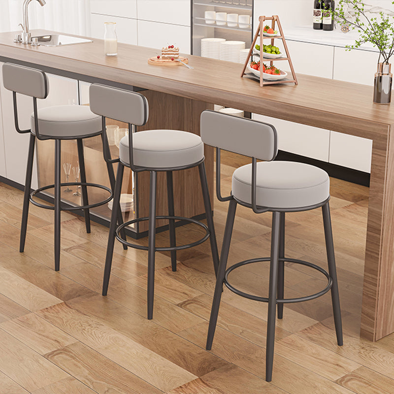 Modern Armless Backrest Counter Stool Iron Dessert Shop Bar Stool with Cushion and Pedal