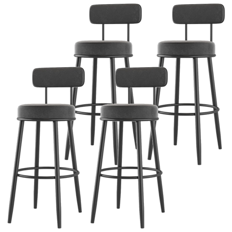 Modern Armless Backrest Counter Stool Iron Dessert Shop Bar Stool with Cushion and Pedal