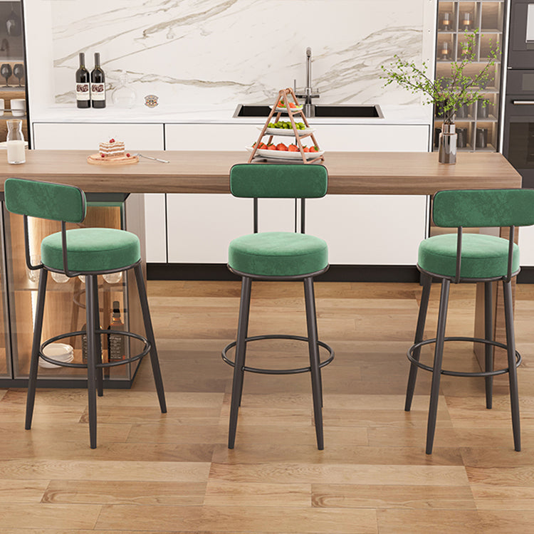 Modern Armless Backrest Counter Stool Iron Dessert Shop Bar Stool with Cushion and Pedal
