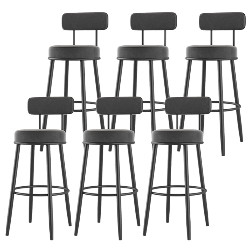Modern Armless Backrest Counter Stool Iron Dessert Shop Bar Stool with Cushion and Pedal