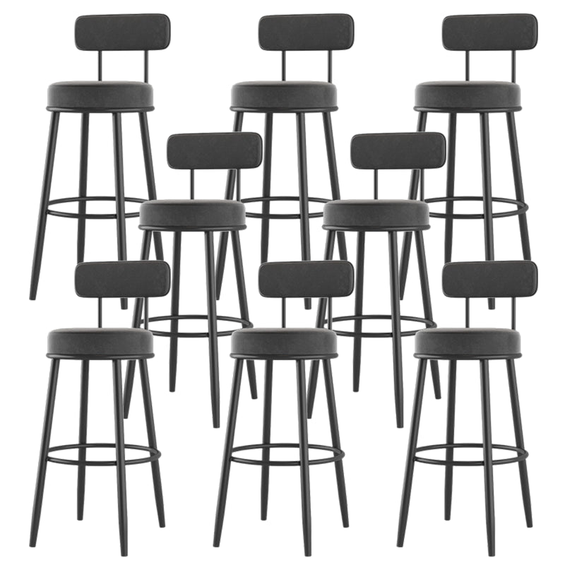 Modern Armless Backrest Counter Stool Iron Dessert Shop Bar Stool with Cushion and Pedal