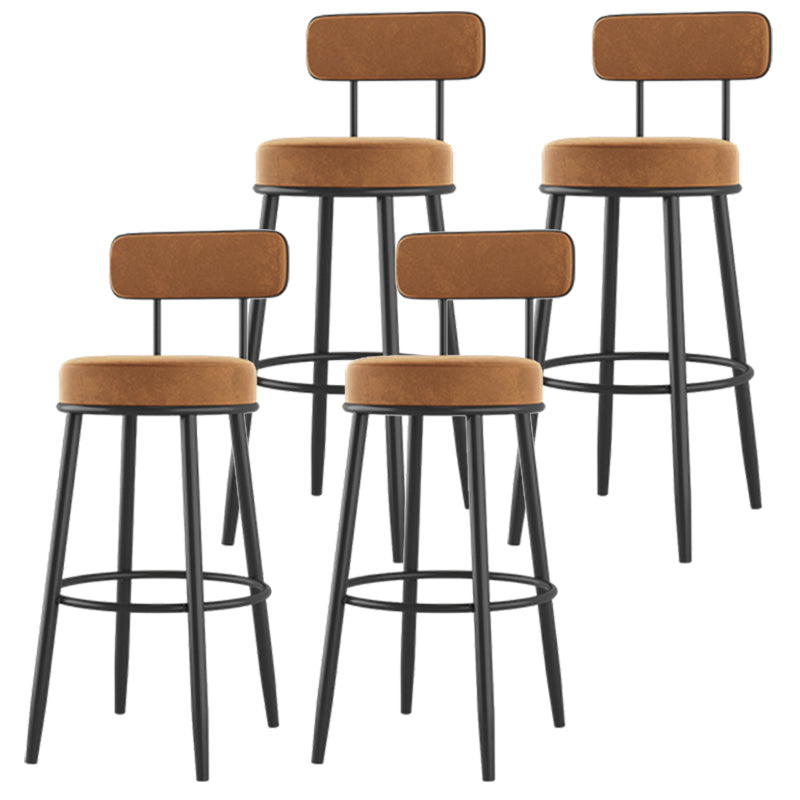 Modern Armless Backrest Counter Stool Iron Dessert Shop Bar Stool with Cushion and Pedal