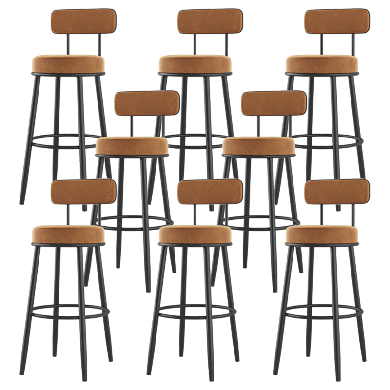 Modern Armless Backrest Counter Stool Iron Dessert Shop Bar Stool with Cushion and Pedal