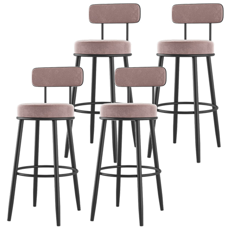 Modern Armless Backrest Counter Stool Iron Dessert Shop Bar Stool with Cushion and Pedal
