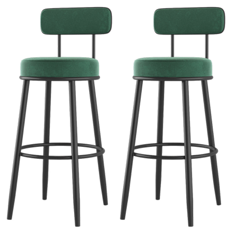 Modern Armless Backrest Counter Stool Iron Dessert Shop Bar Stool with Cushion and Pedal