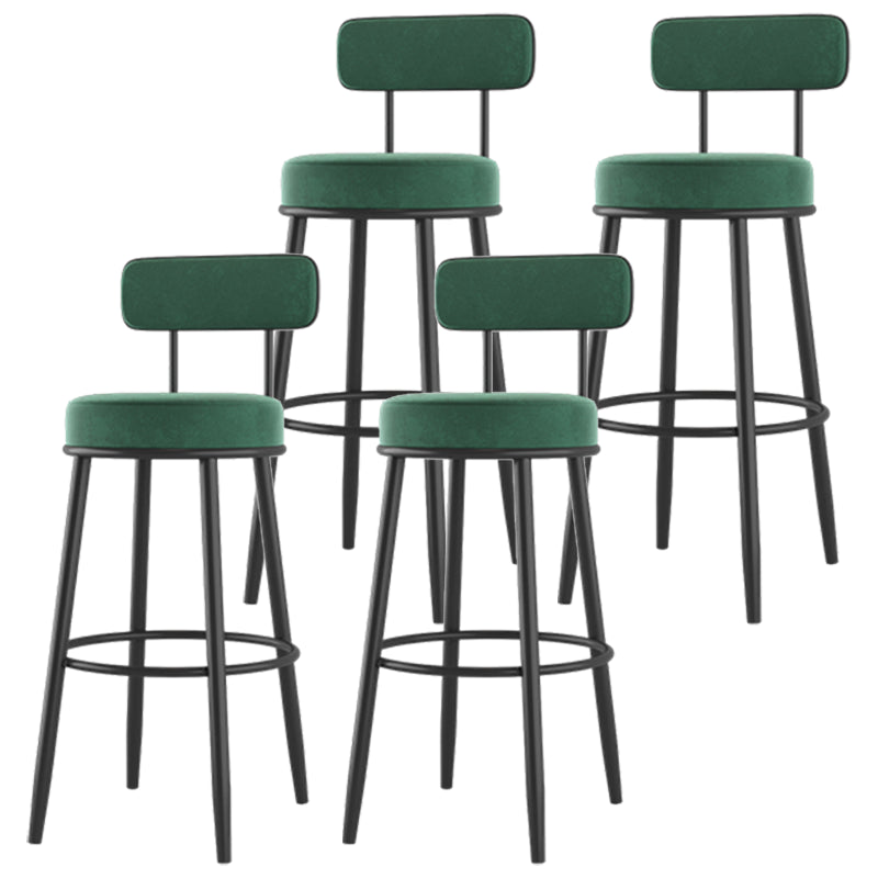 Modern Armless Backrest Counter Stool Iron Dessert Shop Bar Stool with Cushion and Pedal