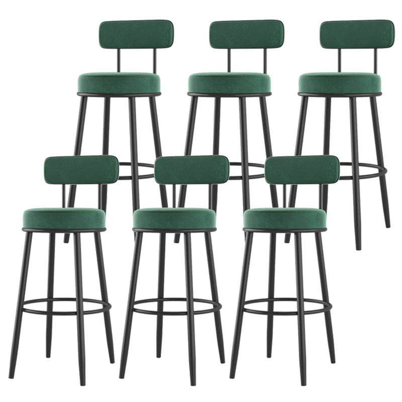 Modern Armless Backrest Counter Stool Iron Dessert Shop Bar Stool with Cushion and Pedal