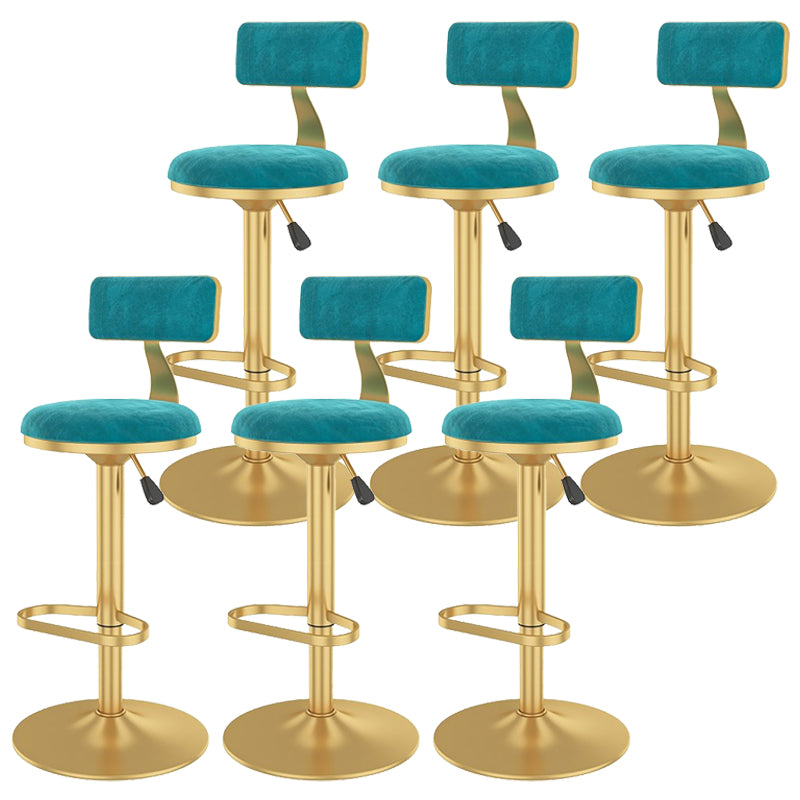 Glam Liftable Backrest Counter Stool Iron Cafe Bar Stool with Velvet Cushion and Pedal
