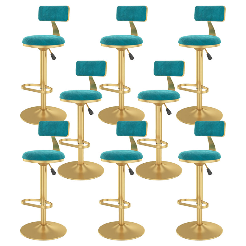 Glam Liftable Backrest Counter Stool Iron Cafe Bar Stool with Velvet Cushion and Pedal