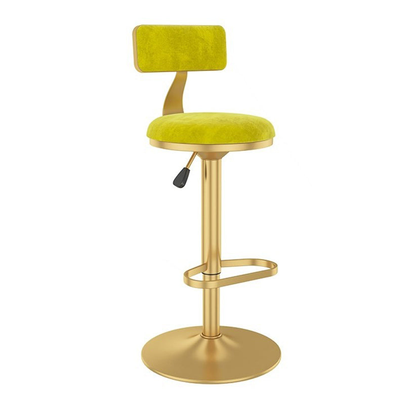 Glam Liftable Backrest Counter Stool Iron Cafe Bar Stool with Velvet Cushion and Pedal