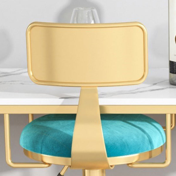Glam Liftable Backrest Counter Stool Iron Cafe Bar Stool with Velvet Cushion and Pedal
