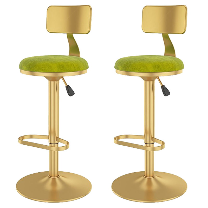 Glam Liftable Backrest Counter Stool Iron Cafe Bar Stool with Velvet Cushion and Pedal