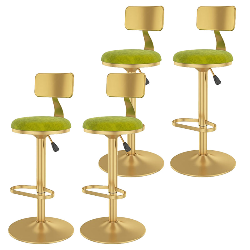 Glam Liftable Backrest Counter Stool Iron Cafe Bar Stool with Velvet Cushion and Pedal