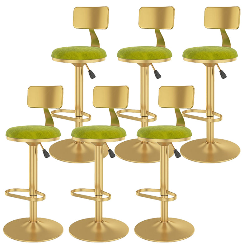 Glam Liftable Backrest Counter Stool Iron Cafe Bar Stool with Velvet Cushion and Pedal
