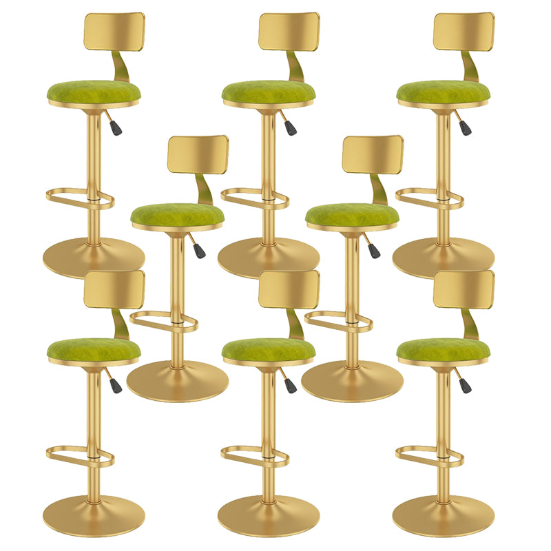 Glam Liftable Backrest Counter Stool Iron Cafe Bar Stool with Velvet Cushion and Pedal