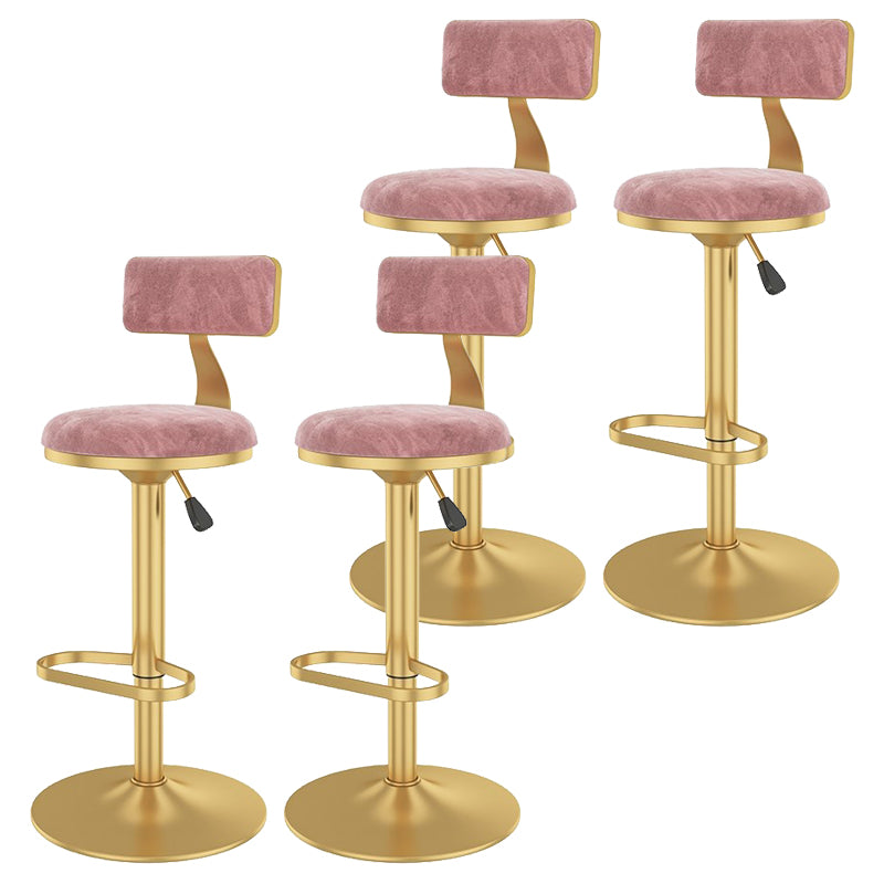 Glam Liftable Backrest Counter Stool Iron Cafe Bar Stool with Velvet Cushion and Pedal