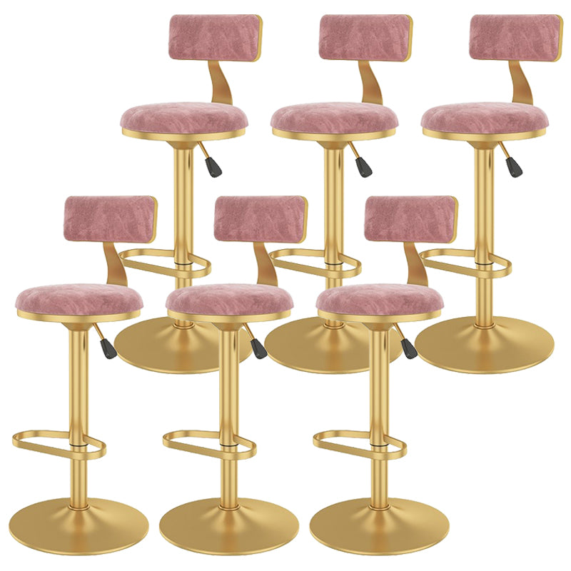 Glam Liftable Backrest Counter Stool Iron Cafe Bar Stool with Velvet Cushion and Pedal