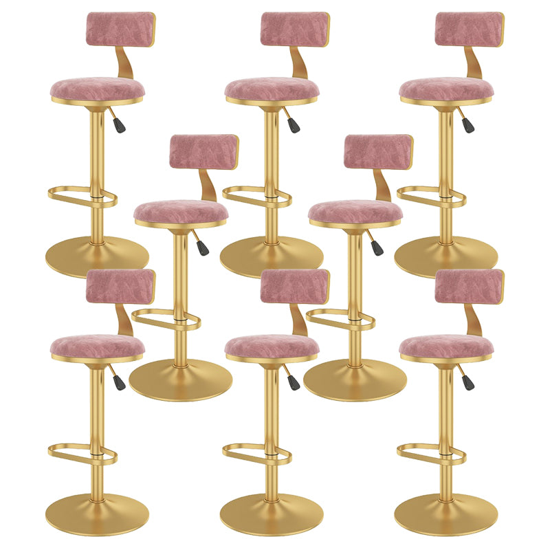 Glam Liftable Backrest Counter Stool Iron Cafe Bar Stool with Velvet Cushion and Pedal