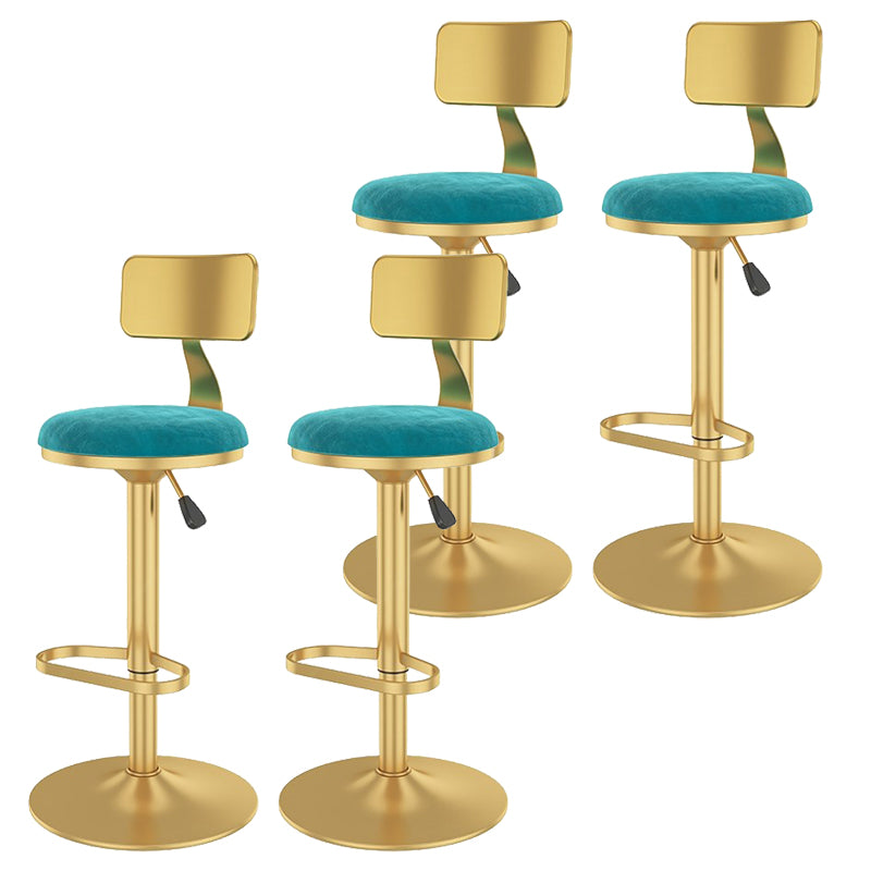 Glam Liftable Backrest Counter Stool Iron Cafe Bar Stool with Velvet Cushion and Pedal