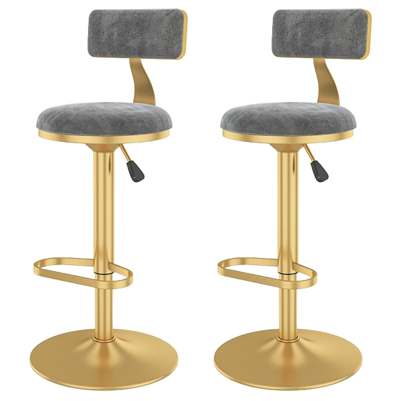 Glam Liftable Backrest Counter Stool Iron Cafe Bar Stool with Velvet Cushion and Pedal