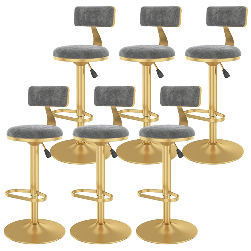 Glam Liftable Backrest Counter Stool Iron Cafe Bar Stool with Velvet Cushion and Pedal