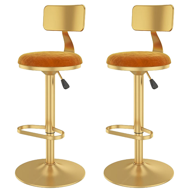 Glam Liftable Backrest Counter Stool Iron Cafe Bar Stool with Velvet Cushion and Pedal