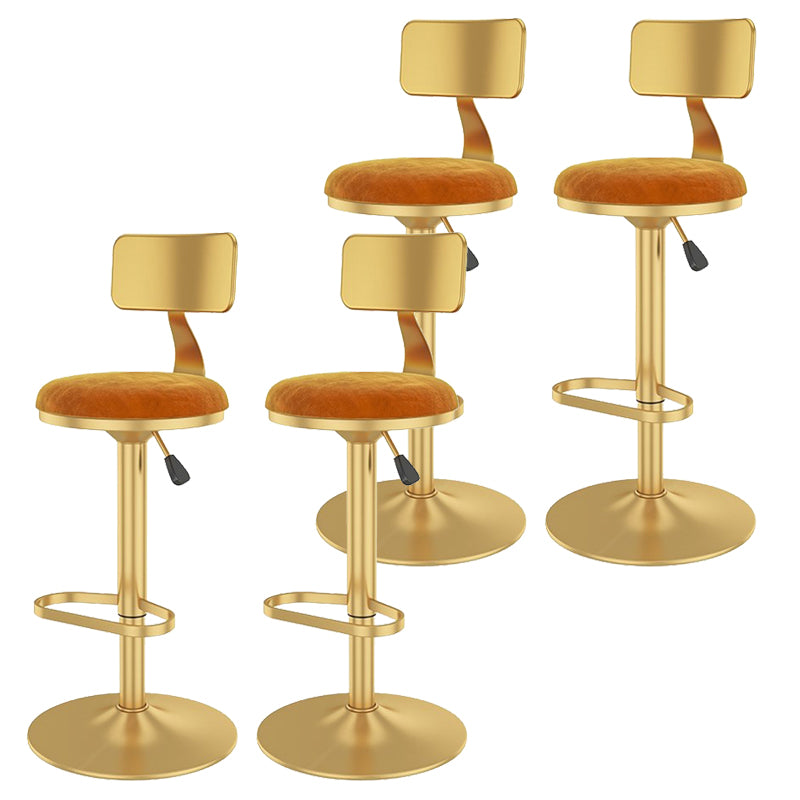 Glam Liftable Backrest Counter Stool Iron Cafe Bar Stool with Velvet Cushion and Pedal