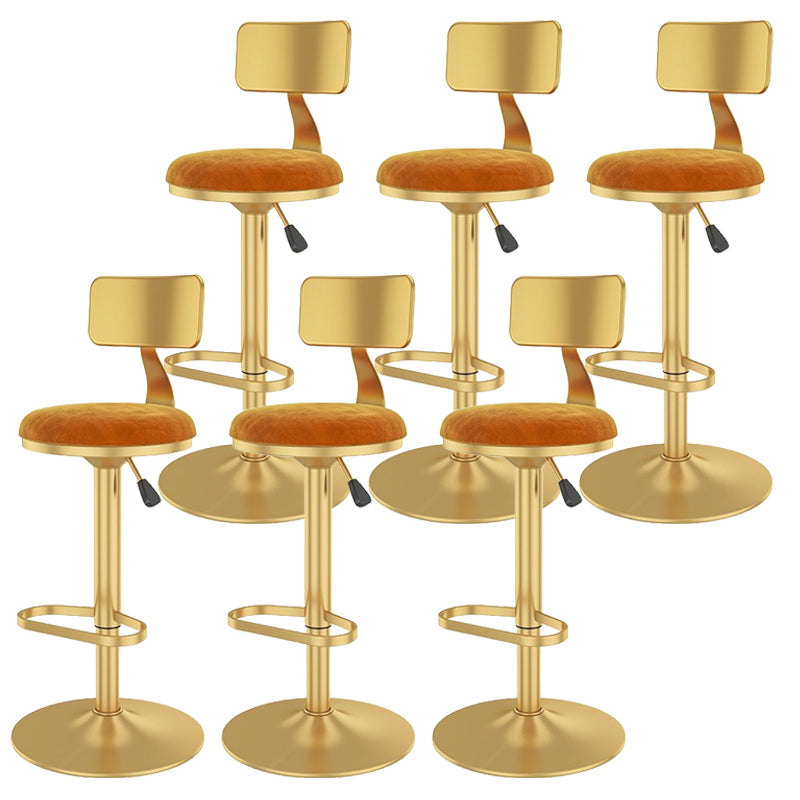 Glam Liftable Backrest Counter Stool Iron Cafe Bar Stool with Velvet Cushion and Pedal
