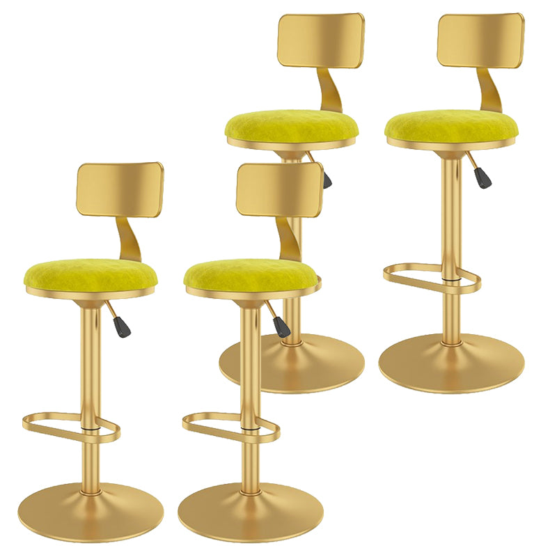 Glam Liftable Backrest Counter Stool Iron Cafe Bar Stool with Velvet Cushion and Pedal