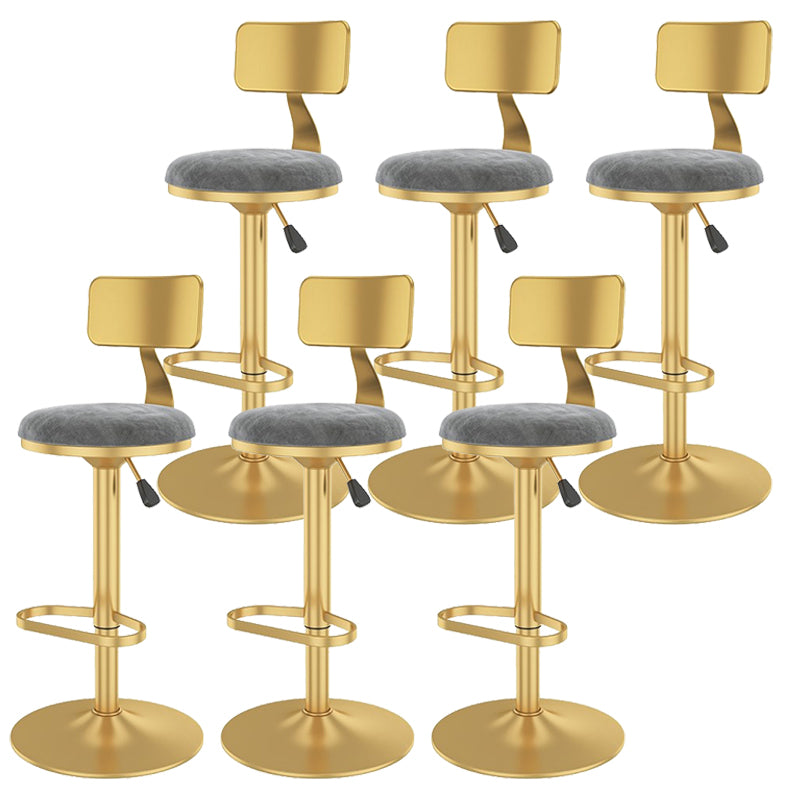 Glam Liftable Backrest Counter Stool Iron Cafe Bar Stool with Velvet Cushion and Pedal