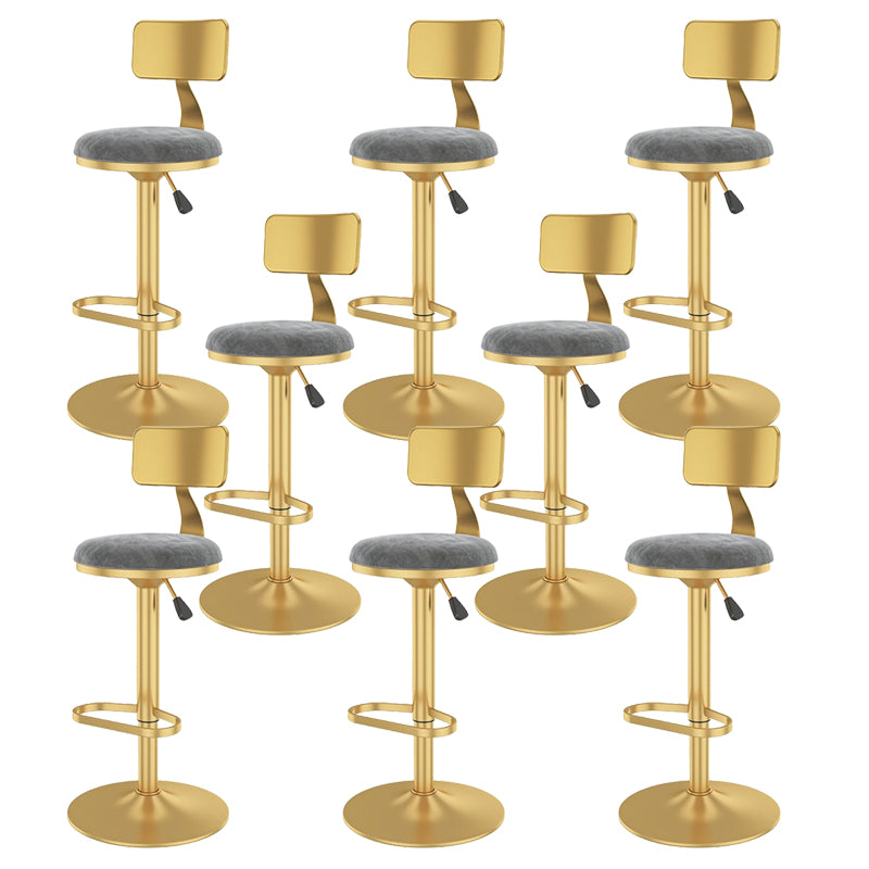 Glam Liftable Backrest Counter Stool Iron Cafe Bar Stool with Velvet Cushion and Pedal