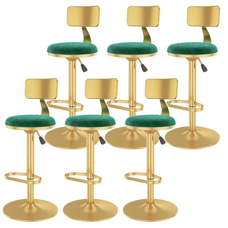 Glam Liftable Backrest Counter Stool Iron Cafe Bar Stool with Velvet Cushion and Pedal