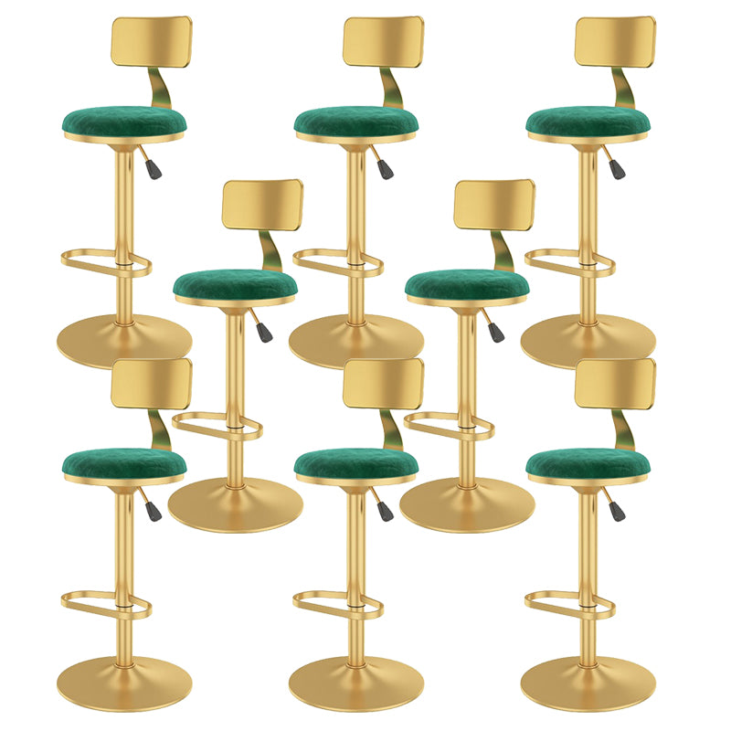 Glam Liftable Backrest Counter Stool Iron Cafe Bar Stool with Velvet Cushion and Pedal