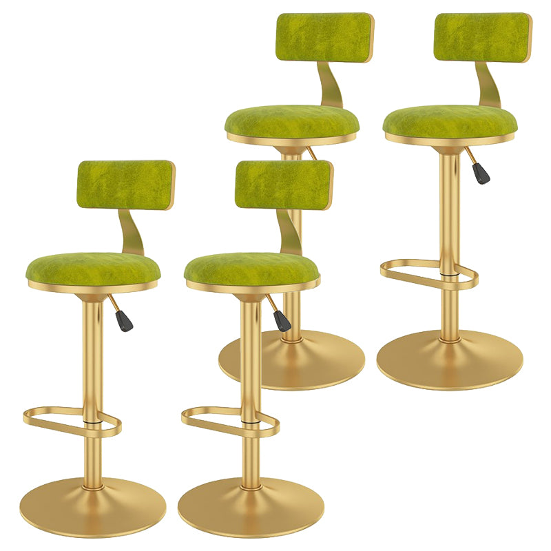 Glam Liftable Backrest Counter Stool Iron Cafe Bar Stool with Velvet Cushion and Pedal