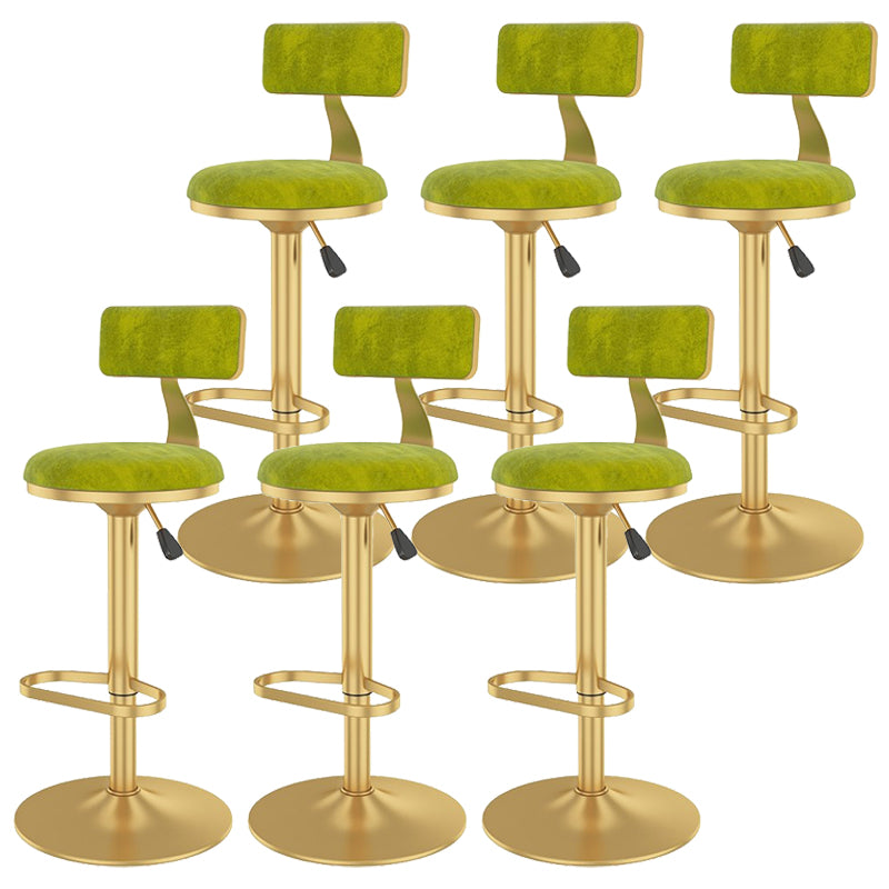 Glam Liftable Backrest Counter Stool Iron Cafe Bar Stool with Velvet Cushion and Pedal